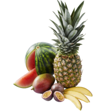 Ananas, mango,
mini watermeloen per stuk
of passievruchten
schaal à 3 stuks